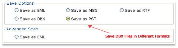 Select Option to save DBX file