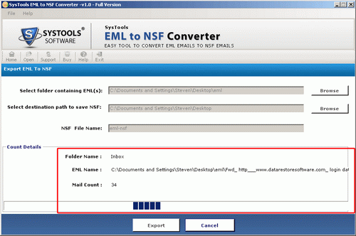 Click to view Thunderbird to NSF Tool 2.2 screenshot